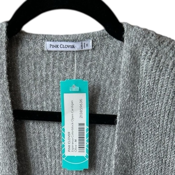 Pink Clover Women's Striped Open Front Cardigan Sweater Size M - Picture 6 of 7